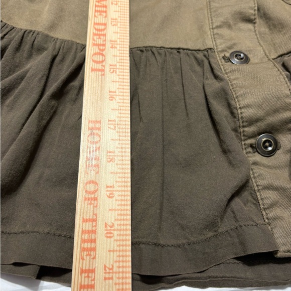 Anthropologie Military Style Olive Jacket with Peplum Hem, Beaded, Cotton/Linen - Picture 9 of 15